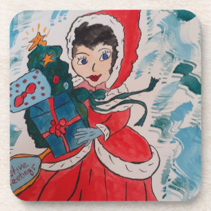 Père Noël Helper Noël Dessous de verre en plastiqu