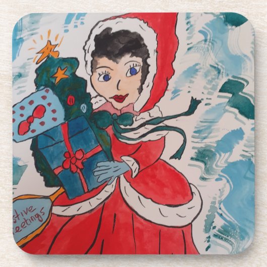 Père Noël Helper Noël Dessous de verre en plastiqu (Devant)