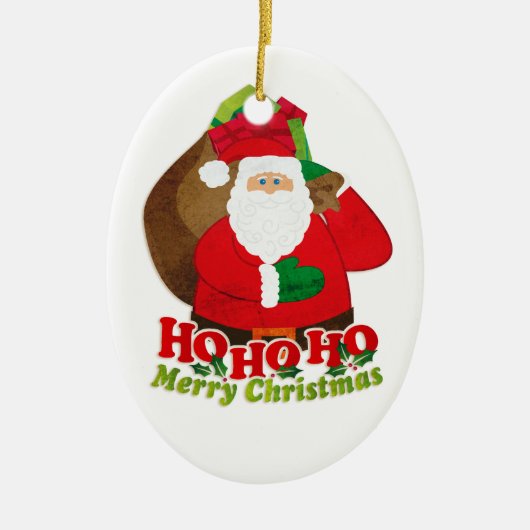 Père Noël HO HO HO HO ornement rouge vert et blanc (Devant)