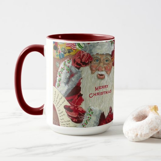 Père Noël Holiday 15 oz Classic Mug Checking It Tw (Avec donut)