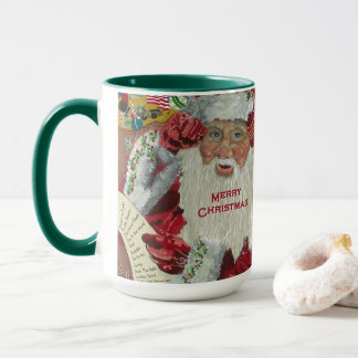 Père Noël Holiday 15 oz Mug Checking It Twice Gree