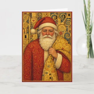 Père Noël inspiré de Klimt Carte de Noël vintage