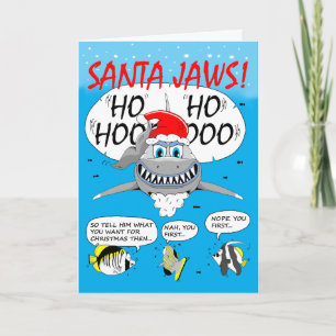PÈRE NOËL JAWS ! Carte de voeux de Noël. Le requin