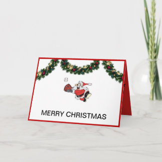 Père Noël jouant à la carte de Noël de baseball