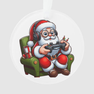Père Noël jouant aux jeux vidéo