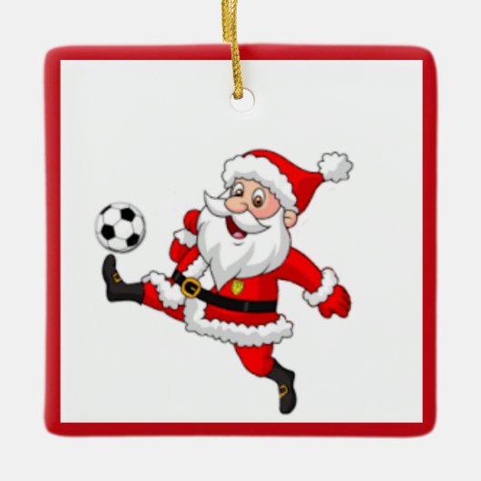 Père Noël Jouer soccer ornement de Noël (Devant)