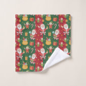 Père Noël Jovial Et Elfes (Gant de toilette)