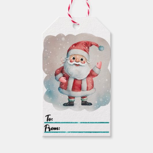 Père Noël joyeuse étiquette de Noël d'hiver (Devant)