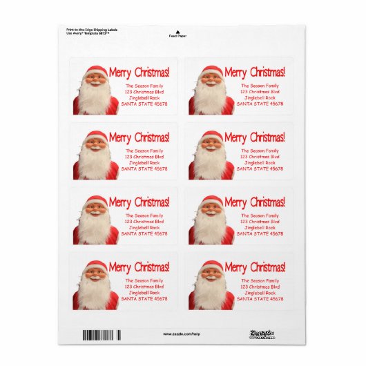 Père Noël Joyeux étiquette de Noël (Feuille entière)