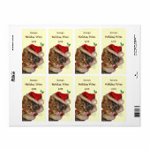 Père Noël Kitty Étiquette de vin de Noël (Feuille entière)