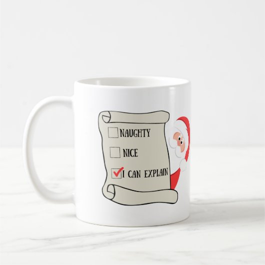 Père Noël List, Père Noël mug, mug de Noël, mug de (Gauche)