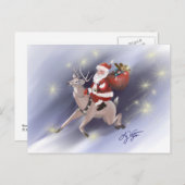 Père Noël livre une carte postale (Devant / Derrière)