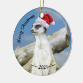 Père Noël Meerkat Joyeux Noël Ornement (Gauche)