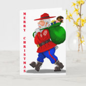 Père Noël militaire Carte de Noël (Fleur jaune)