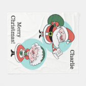 Père Noël & Mme Claus couvertures en molleton text (Devant (Horizontal))