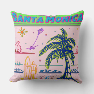 "Père Noël Monica" Surfer Beach Coussin