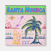"Père Noël Monica" Surfer Beach Magnet (Devant)