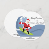 Père Noël montant une carte de Noël de vague (Devant / Derrière)