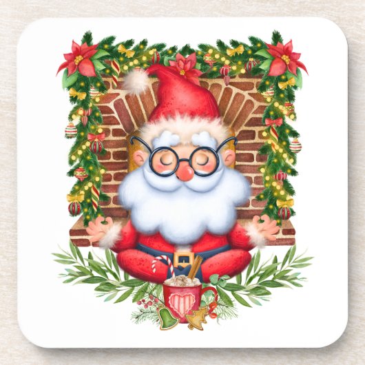 Père Noël Namaste Yoga Pose Dessous de verre de No (Devant)