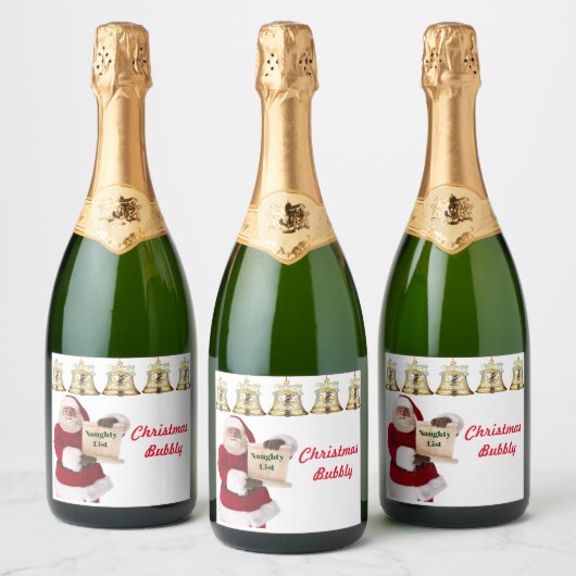 Père Noël Naughty List Noël Bubbly Étiquette (Bouteilles)