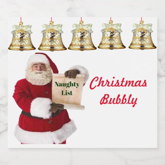 Père Noël Naughty List Noël Bubbly Étiquette (Étiquettes simples)
