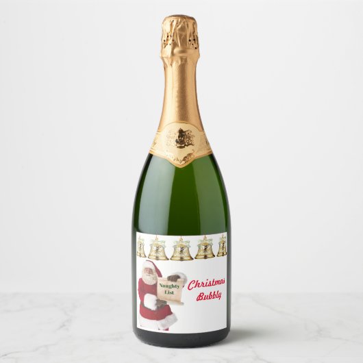 Père Noël Naughty List Noël Bubbly Étiquette (Devant)