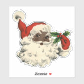Père Noël noire avec Sticker Holly (Feuille)