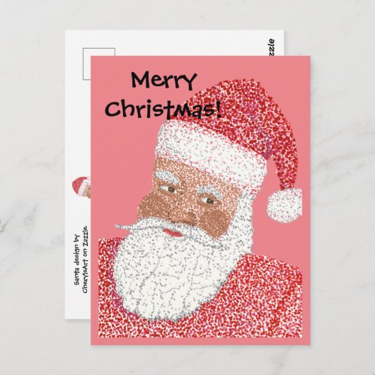 Père Noël noire en Pointillisme Cartes postales pe (Devant / Derrière)