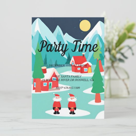 Père Noël North Pôle Noël Fête Invitation (Debout devant)