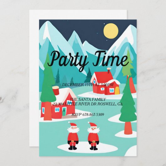 Père Noël North Pôle Noël Fête Invitation (Devant / Derrière)