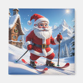 Père Noël on Skies Magnet (Devant)