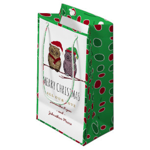 Père Noël Owl et Elf Owl Petit sac cadeau