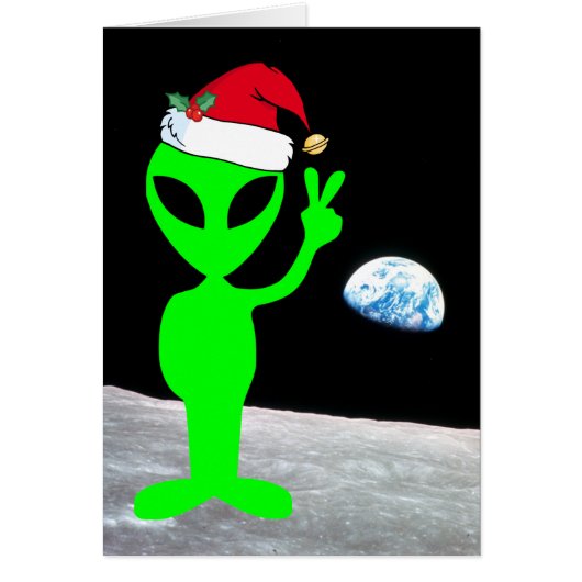 Père Noël Paix Alien sur la Lune et la Terre (Devant)