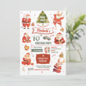 Père Noël Pajama Party Anniversaire Invitation (Debout devant)