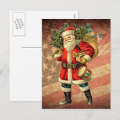 Père Noël patriotique / Carte postale Vintage (Devant / Derrière)
