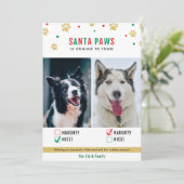 Père Noël Paws Naughty ou Nice Two Dog Carte photo (Debout devant)