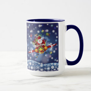Père Noël pilotant la tasse antique d'avion