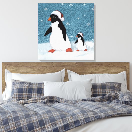 Père Noël Pingouins toile étirée Impression (Insitu(Chambre))