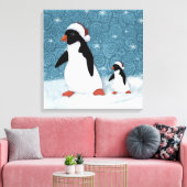 Père Noël Pingouins toile étirée Impression (Insitu(Salon))
