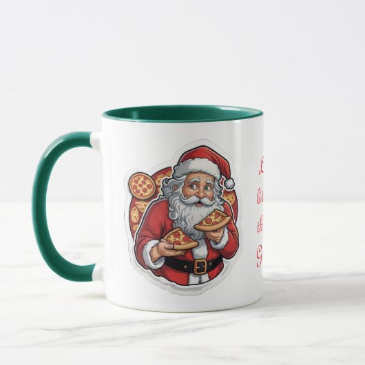 Père Noël Pizza Party Christmas Mug modifiable (Gauche)