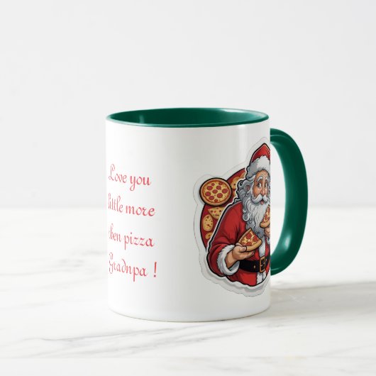 Père Noël Pizza Party Christmas Mug modifiable (Devant droit)