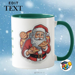 Père Noël Pizza Party Christmas Mug modifiable