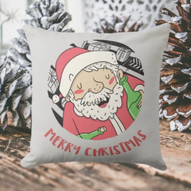 Père Noël pompette | Coussin de fête amusant (Créateur téléchargé)