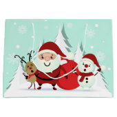 Père Noël, Reindeer & Snowman grand sac cadeau de  (Devant)