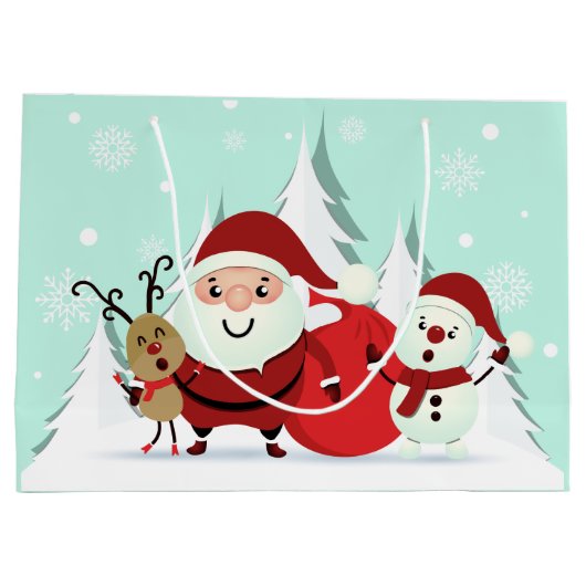 Père Noël, Reindeer & Snowman grand sac cadeau de (Dos)