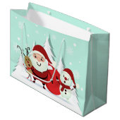 Père Noël, Reindeer & Snowman grand sac cadeau de  (Devant Angle)