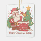 Père Noël rétro avec Jouets ornement de Noël (Gauche)