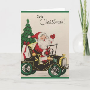 Père Noël rétro dans le modèle T Carte de Noël