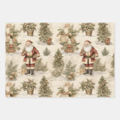 Père Noël Retro Gold Vintage Wrapper Papier (Devant 2)