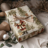 Père Noël Retro Gold Vintage Wrapper Papier